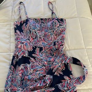 Lily Pulitzer jumpsuit with tie waist.